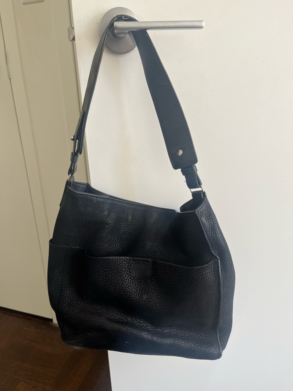 All Saints Black Textured Leather Shoulder Bag